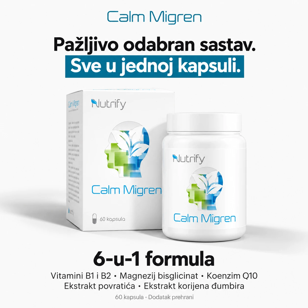 Calm Migren — šest sastojaka u jednoj kapsuli (6-u-1 formula)
